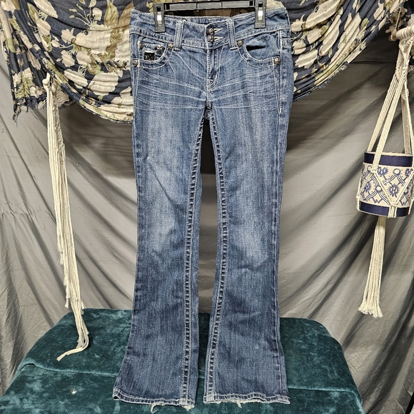 Miss Me Denim - Miss Me Embellished Black Lace Bootcut Jeans size 27